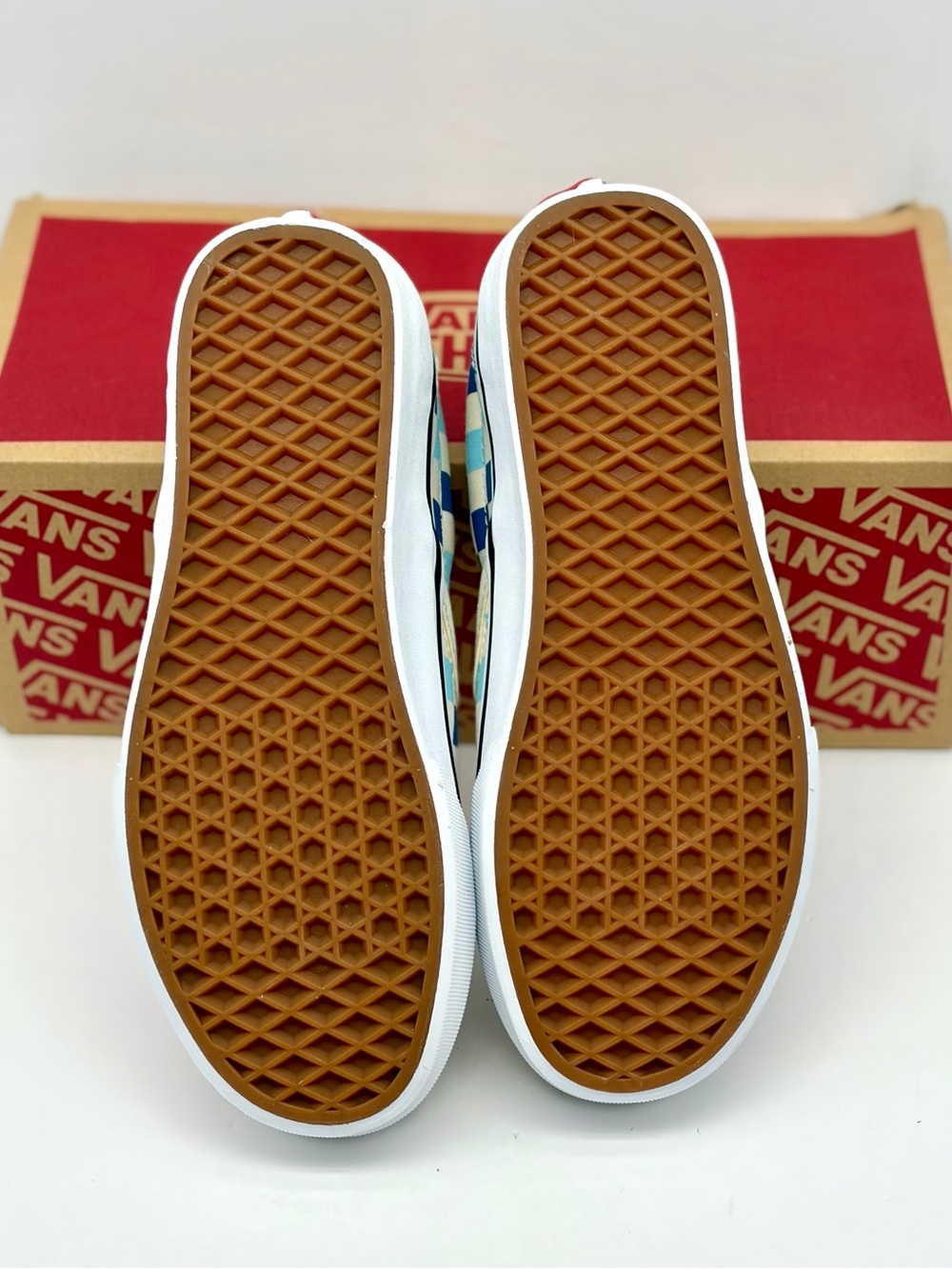 Vans Slip-On Checkerboard Sneakers - Blue & Cream - Picture 6 of 8